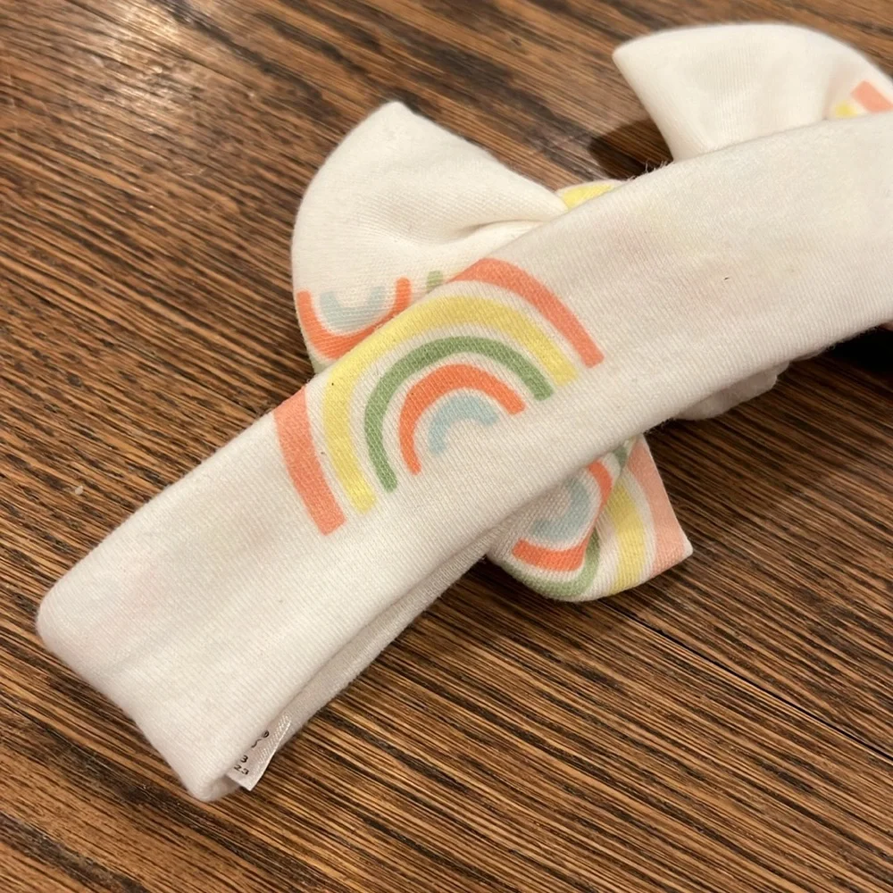 Baby girl rainbow print bow headband